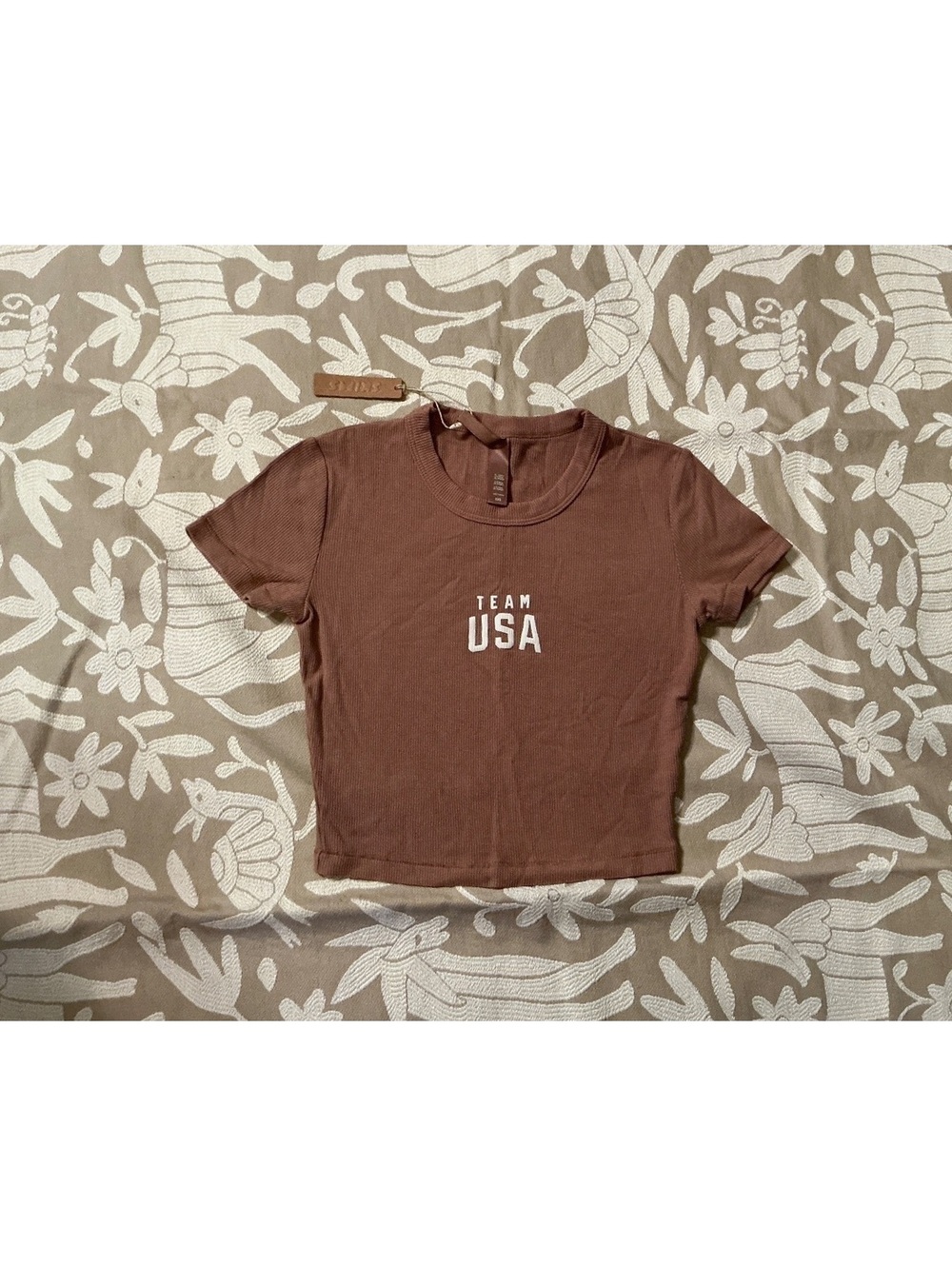 NWT Skims Team USA Ribbed Crop Top in Sienna Sz XXS